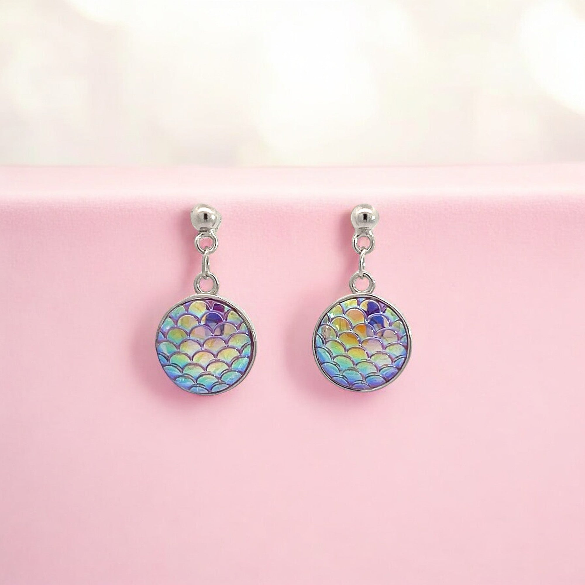 PurpleLuck Aurora 925 Silver Earrings. Gradient Charm Gift for Her 