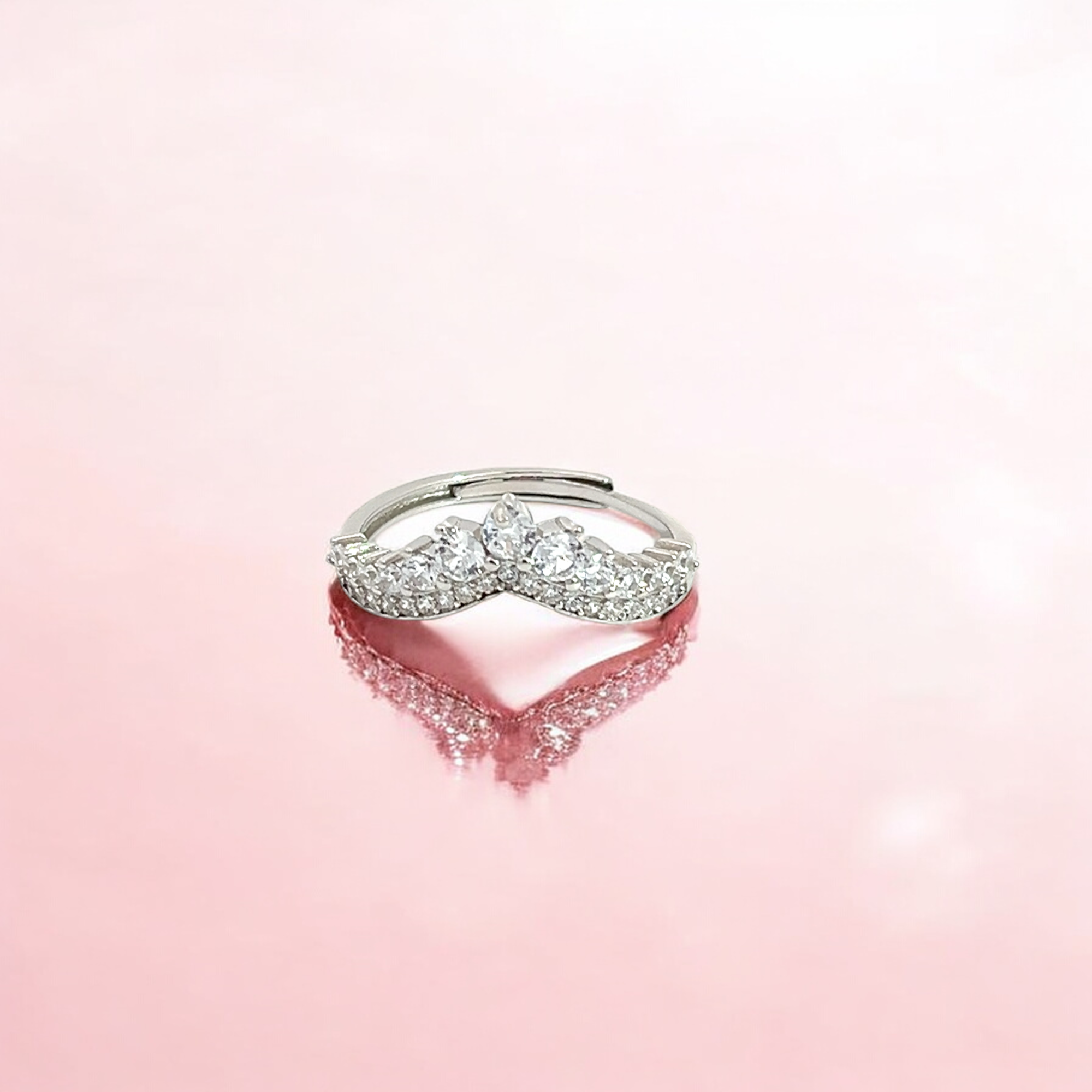 PurpleLuck  Tiara Diamond 925 Silver Vanki Ring. Romantic gift for women, Birthday gift