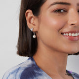 PurpleLuck Nazanin Silver Pearl Drop Earrings. 925 Silver earrings with elegant design ideal for gifting and festive wear