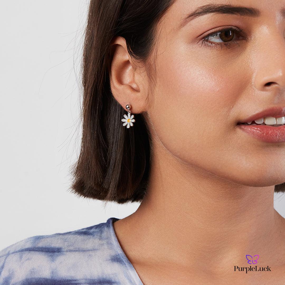PurpleLuck Anastasia Silver Flower Earrings