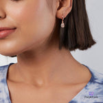 PurpleLuck Margot Rose Gold Drop Earrings. Sterling Silver, Elegant and Dainty Earrings for Women and Girls