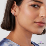 PurpleLuck Francia Silver  Earrings. 925 Silver Solitaire Studs for girls and women