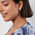 PurpleLuck Dahyun Rose Gold Drop Shape Earrings. Sterling Silver Festive wear, Elegant studs for Women. Perfect Gift for Girls
