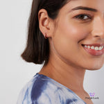 PurpleLuck Irina Rose Gold Hoop Earrings, Sterling Silver Modern and Simple Design for daily and office wear for women