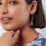 PurpleLuck Lara Silver Drop Earrings. Sterling Silver dangle drop earrings in modern design for Women and girls