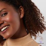 PurpleLuck Florence Rose Gold Earrings. Mini Sterling Silver Studs for Office and daily wear. Luxury Gift for Sister 
