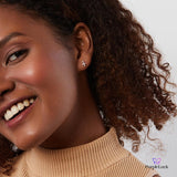 PurpleLuck Florence Rose Gold Earrings. Mini Sterling Silver Studs for Office and daily wear. Luxury Gift for Sister 