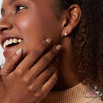 PurpleLuck Shirley Rose Gold Earrings. Sterling Silver trendy small earrings for women and girls
