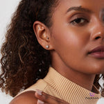 PurpleLuck Natalie Silver Earrings. Sun Shaped Zircon Studs for women and girls for daily wear