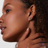 PurpleLuck Aubrey Oxidised 925 Silver Heart Earrings. Elegant design for daily wear and Office wear for girls