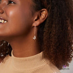 PurpleLuck Ashley Rose Gold Butterfly Thread Earrings. Sterling Silver charm earrings for women. Perfect romantic Gift