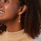 PurpleLuck Ashley Rose Gold Butterfly Thread Earrings. Sterling Silver charm earrings for women. Perfect romantic Gift