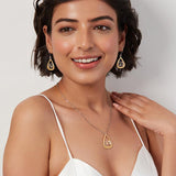PurpleLuck Bellucci Gold Italian Pendant Set .Delicate pearl jewellery set Ideal for gifting for wife, sister and girlfriend