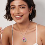 PurpleLuck Mina 999 Silver Pendant Set. Luxury pendant and earrings for women and girls Perfect wedding and Valentines day gift 