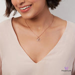 PurpleLuck Heart Of Glass Rose Gold Pendant. Sterling Silver minimal heart shape pendant with adjustable chain for Valentines and anniversary gift for girlfriend and wife
