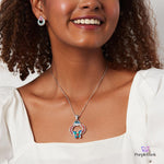PurpleLuck Painted Lady 999 Silver Pendant Set. Sophisticated pendant and earrings for women and girls Perfect Gift for wife and girlfriend