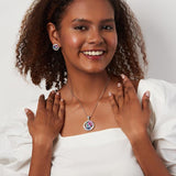 PurpleLuck Rose 999 Silver Pendant Set. Sophisticated pendant and earrings for women and girls . Rakshabandhan Gift for sister. Gift for Valentine