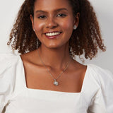 PurpleLuck Adriana Silver Pendant Set , Sterling Silver pendant and earrings for women and girls with Zircon stones
