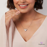 PurpleLuck Athalia 925 Silver Butterfly Necklace- glamorous and modern festive wear pendant. Romantic gift for women and girl 
