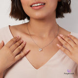 purpleluck My Valentine 925 Silver Necklace. Modern minimal heart design pendant with adjustable chain for gifting
