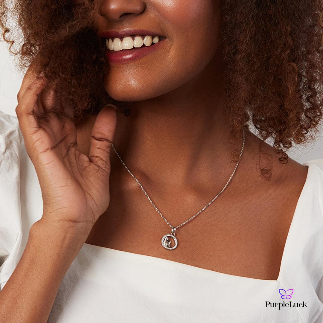 PurpleLuck Burning Flame Silver Necklace