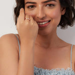 PurpleLuck Renee 925 Silver Couple Rings in rose gold plating for wedding and festive wear. Gift for girlfriend and wife