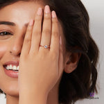 PurpleLuck Zoey 925 Silver Solitaire Ring in rose gold plating. Adjustable design and charming gift for wife and girlfriends