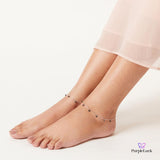 PurpleLuck Kaira 925 Silver Black Queen Anklet. Classy black bead anklet for daily wear with adjustable chain.