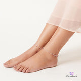 PurpleLuck Yennefer Silver Anklet. Sterling Silver bead anklet. Charming and elegant single leg anklet