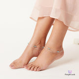 PurpleLuck Nargis 925 Silver Anklet. Double layered bead anklet for daily and festive wear