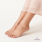 PurpleLuck Stella 925 Silver Double Layered Queen Anklet. Traditional Indian jewelry for festive wear. Perfect gift for women