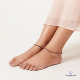 PurpleLuck Nayanthara Silver Nazariya Anklet. Sterling Silver traditional simple and elegant everyday wear ankle jewellery for women