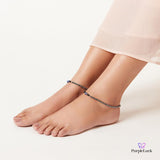 PurpleLuck Regina Evil Eye 925 Silver Anklet. Anti-Nazar traditional jewellery for women and girls. Gift for girlfriend and wife