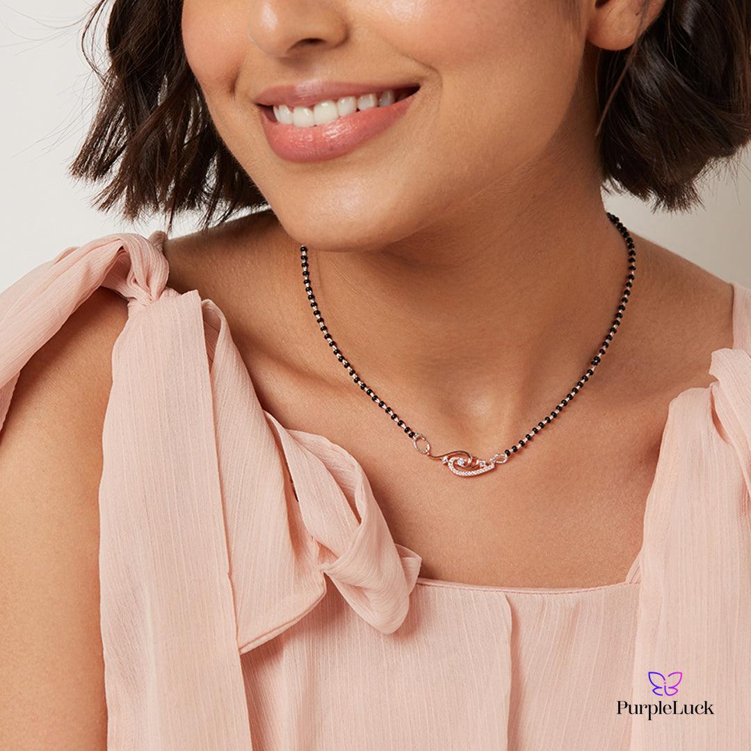 PurpleLuck Sowmya Rose Gold  Mangalsutra 925  Silver elegant and dainty traditional wear