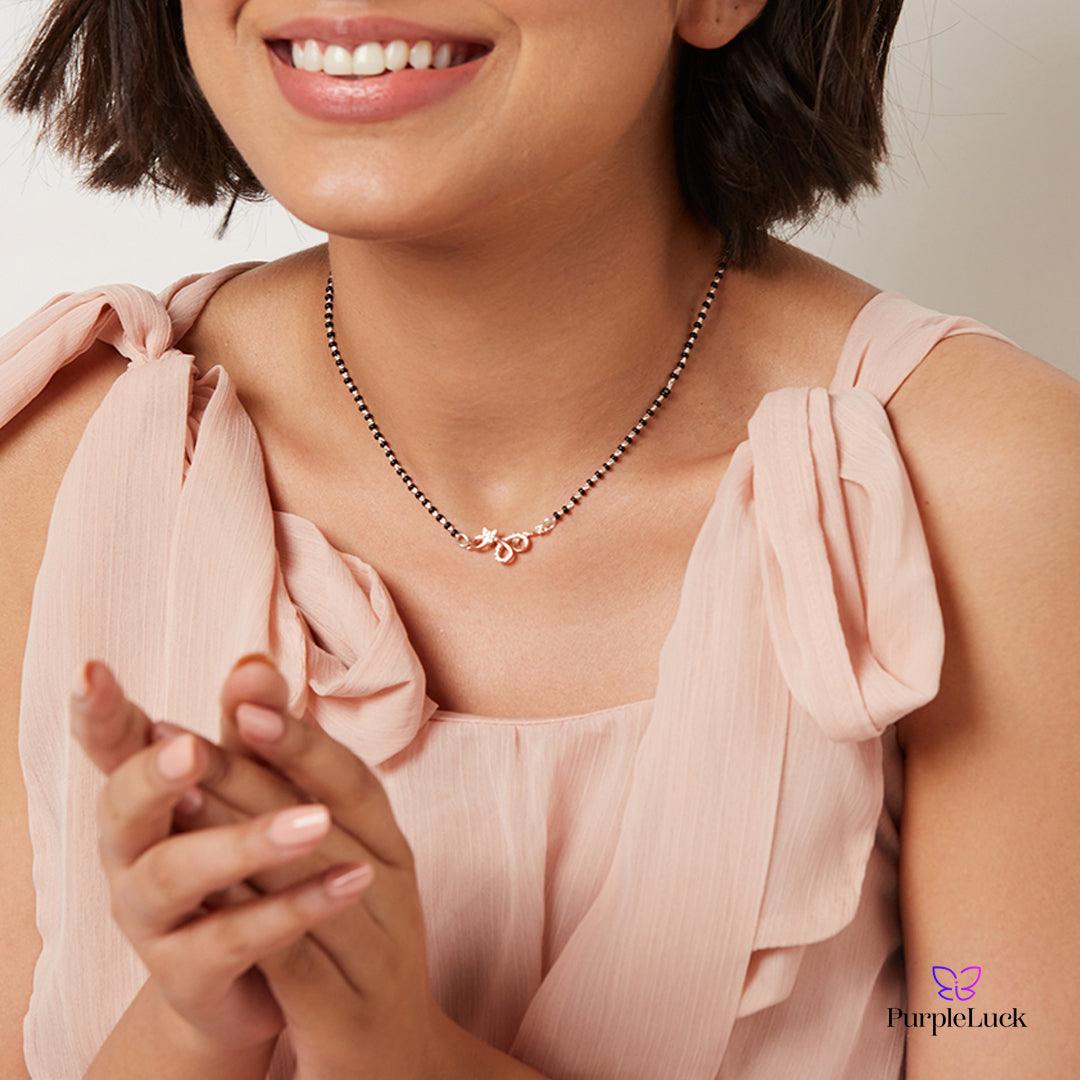 Sara Rose Gold Mangalsutra - purpleluck.co