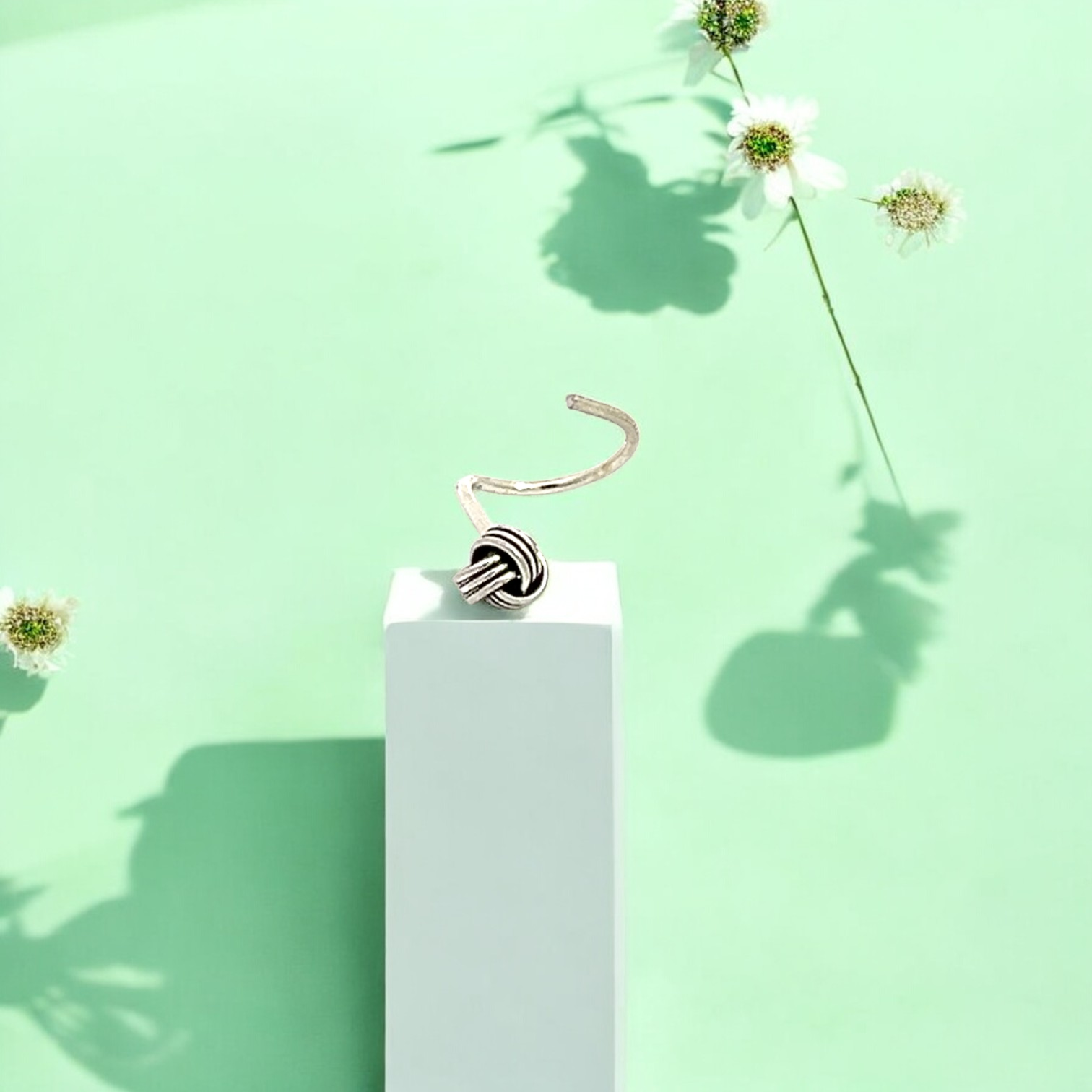 PurpleLuck Raashi Oxidised Silver Nose Pin. Sterling Silver dainty design for girls and women