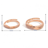 PurpleLuck Sakura 925 Silver Couple Rings in rose gold plating perfect present for Him and Her. Adjustable rings for Valentines day