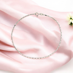 PurpleLuck Samantha 925 Silver Italian Anklet. Dainty and elegant ankle jewelry for daily wear for women