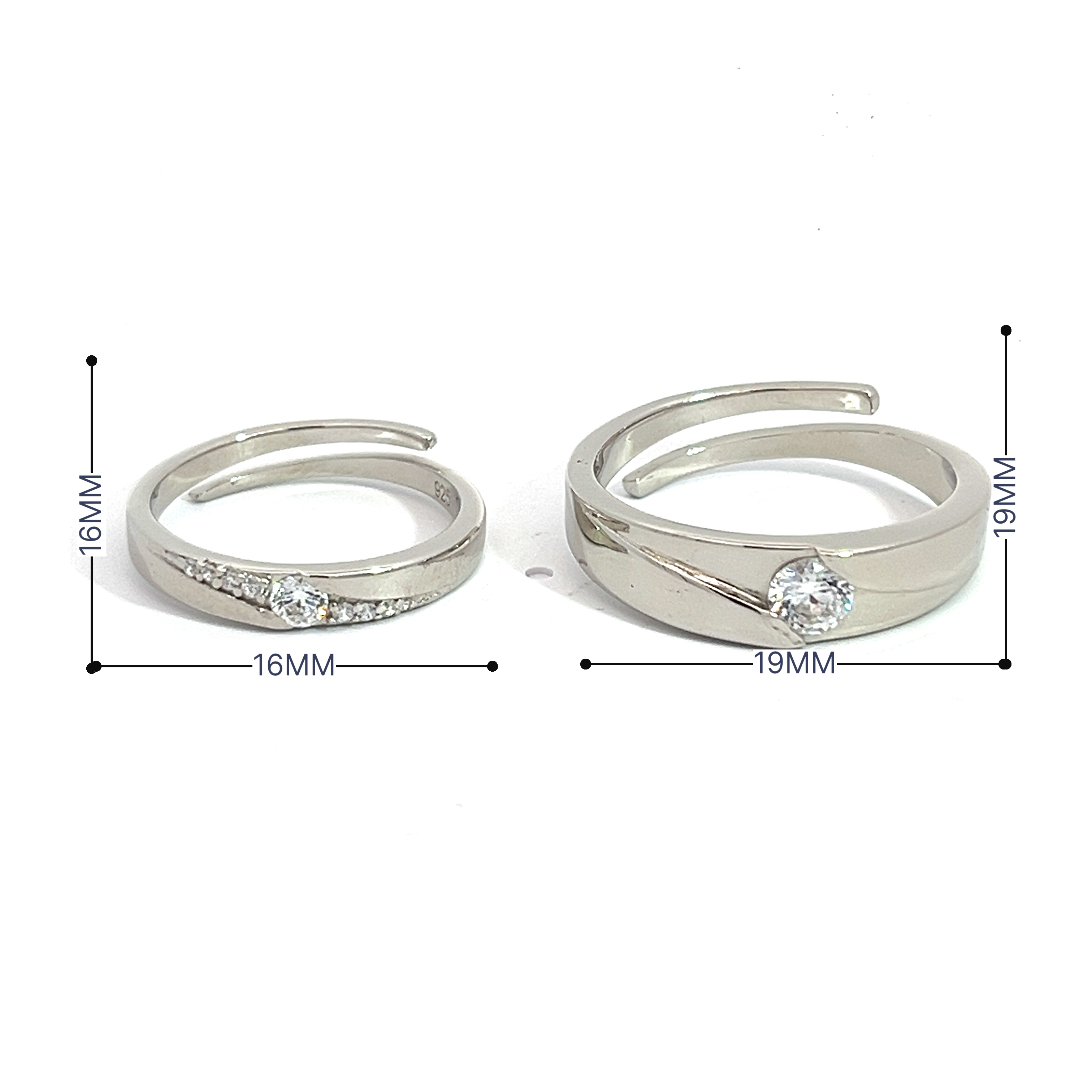 PurpleLuck True Love 925 Silver Couple Bands for Valentines and Wedding gift for Him and Her. Perfect romantic gift