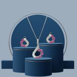 PurpleLuck Silver Imperial Bloom Pendant Set