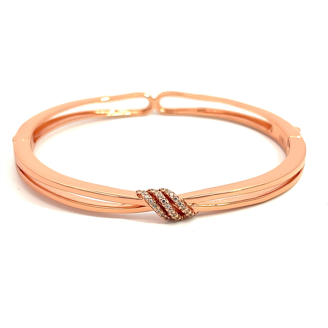 PurpleLuck Vanessa 925 Silver Bracelet in Rose Gold Plating. Dual sided festive wear bracelet for women and girls