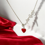PurpleLuck Angel Red Heart Silver Pendant Perfect Sterling Silver Gift for girlfriend and wife for Valentine's day and Anniversaries 