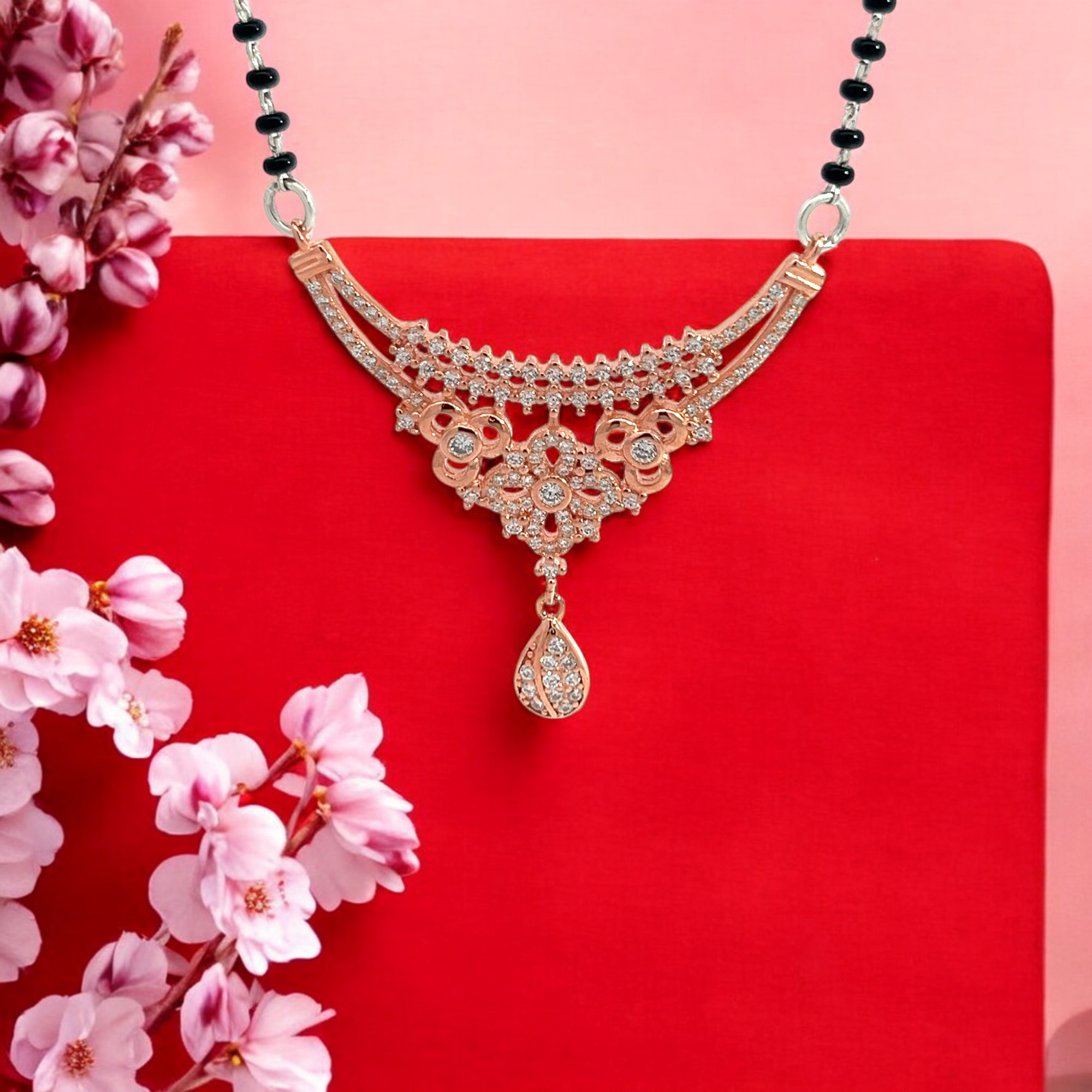 PurpleLuck Aavriti Rose Gold Mangalsutra. Sterling Silver jewellery for women and gift for wife