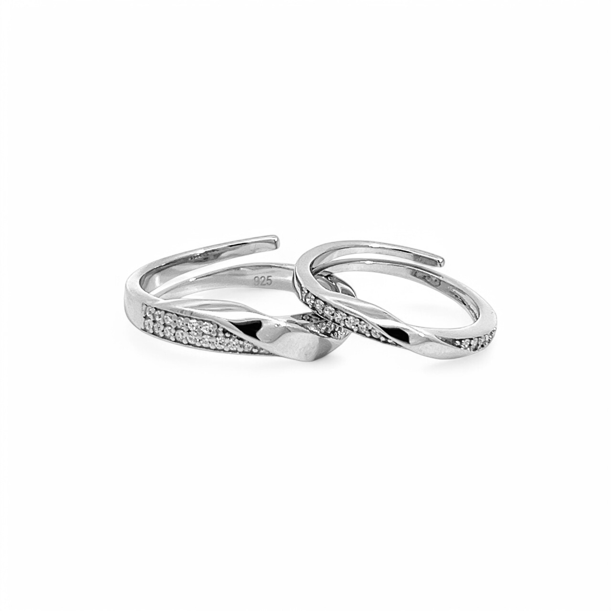 PurpleLuck Adline 925 Silver Couple Bands Luxury and Elegant jewelry for him and her