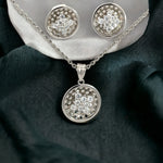 PurpleLuck Adriana Silver Pendant Set , Sterling Silver pendant and earrings for women and girls with Zircon stones