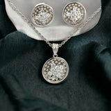 PurpleLuck Adriana Silver Pendant Set , Sterling Silver pendant and earrings for women and girls with Zircon stones