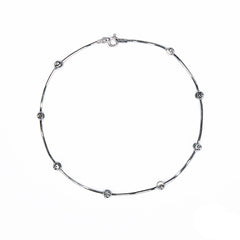 PurpleLuck Alyssa 925 Silver Anklet. Minimal sleek ankle jewellery for women and girls. Dainty single anklet