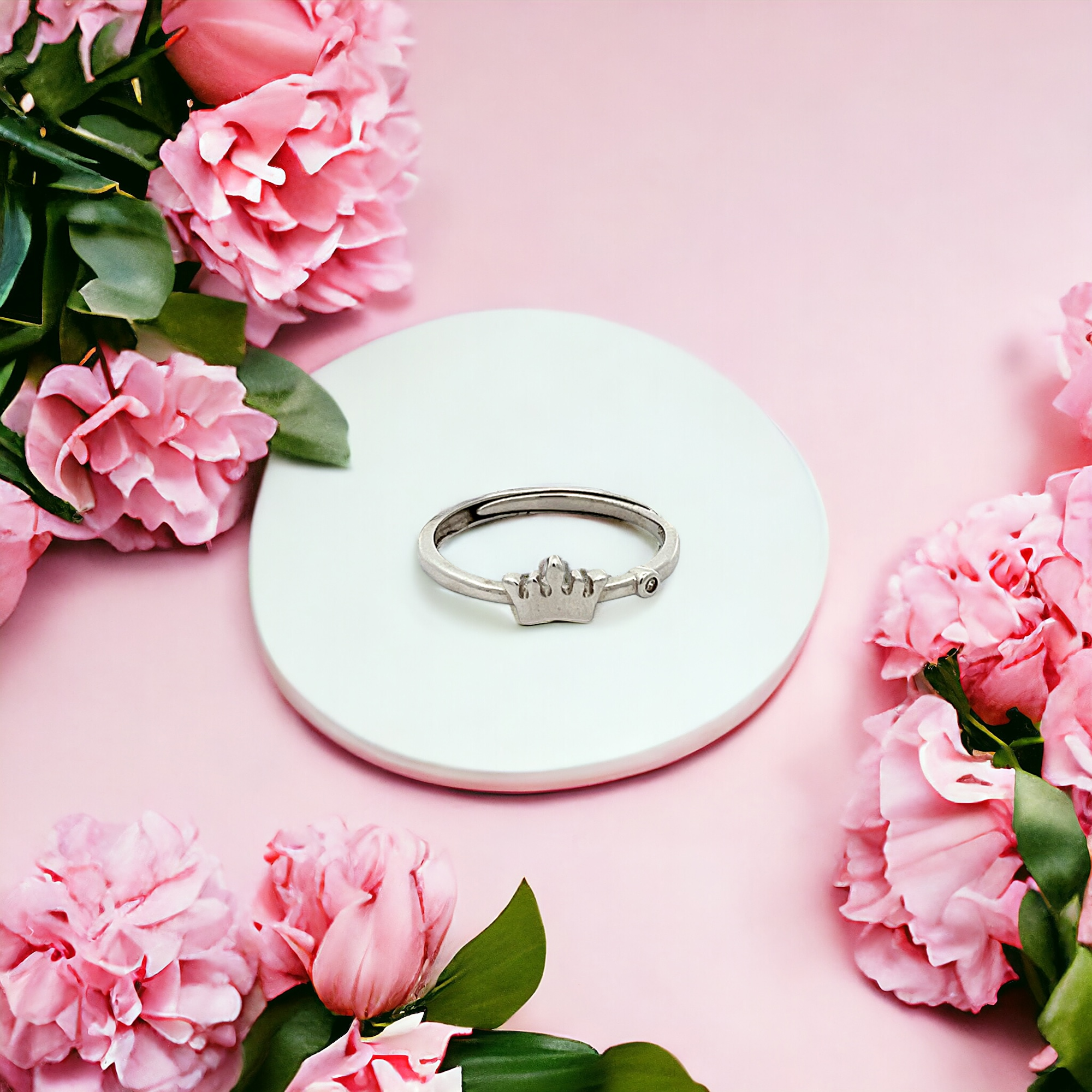 PurpleLuck Angelina Silver Adjustable Crown Ring