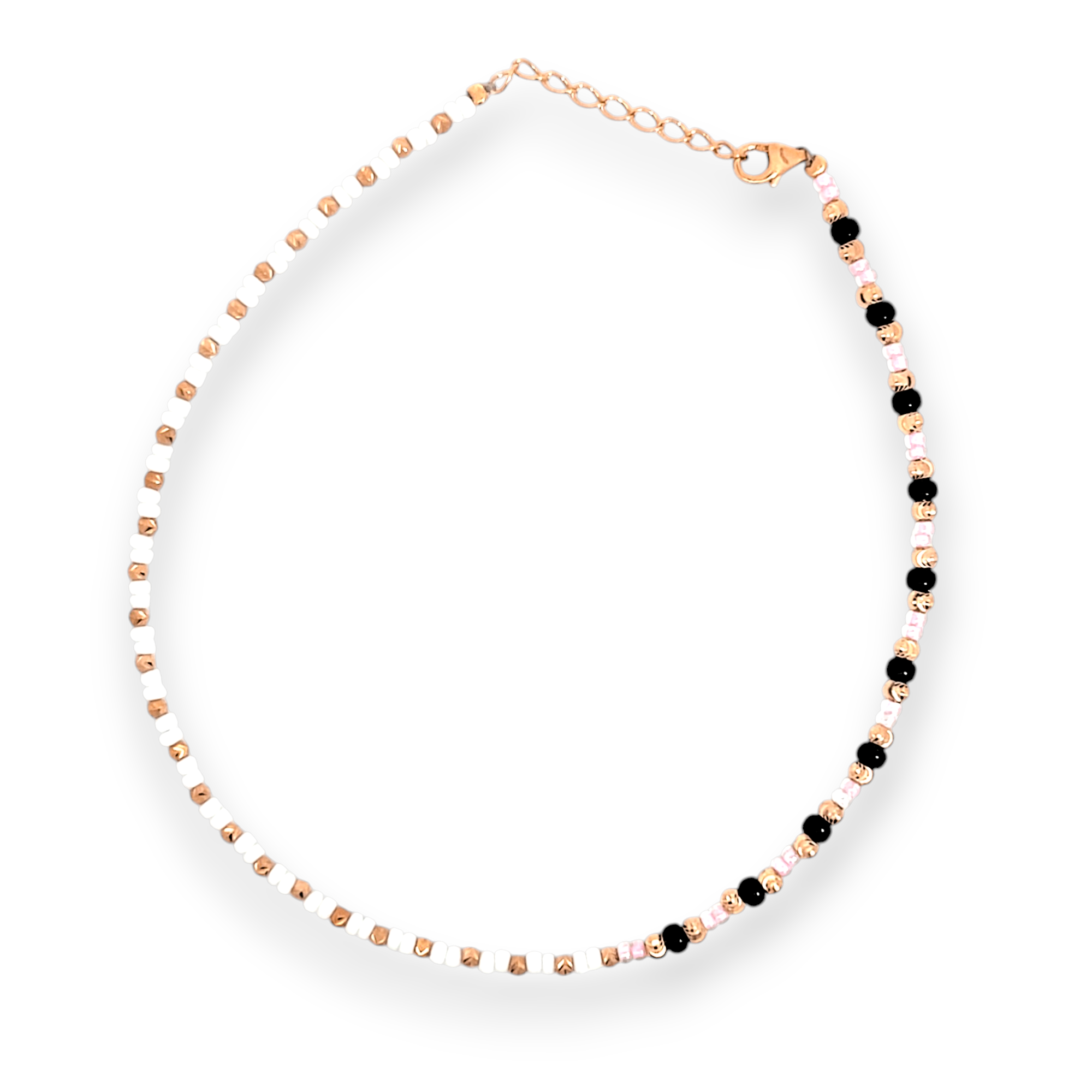 purpleluck Tri-Tone 925 Silver Bead Anklet for women and girls