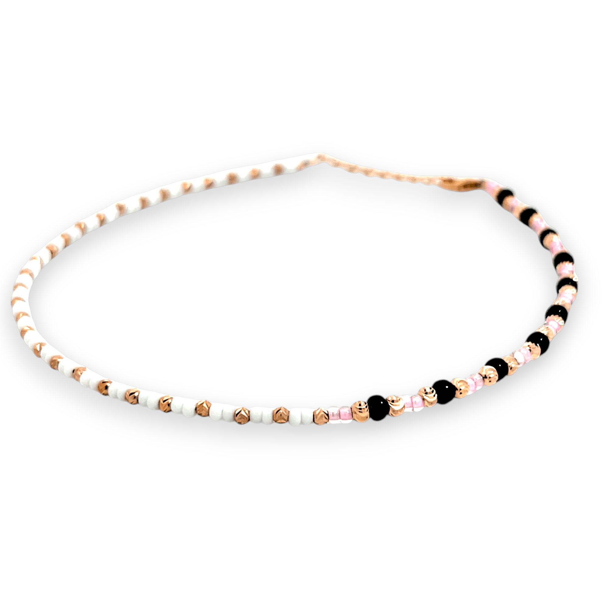 purpleluck Tri-Tone 925 Silver Bead Anklet for women and girls